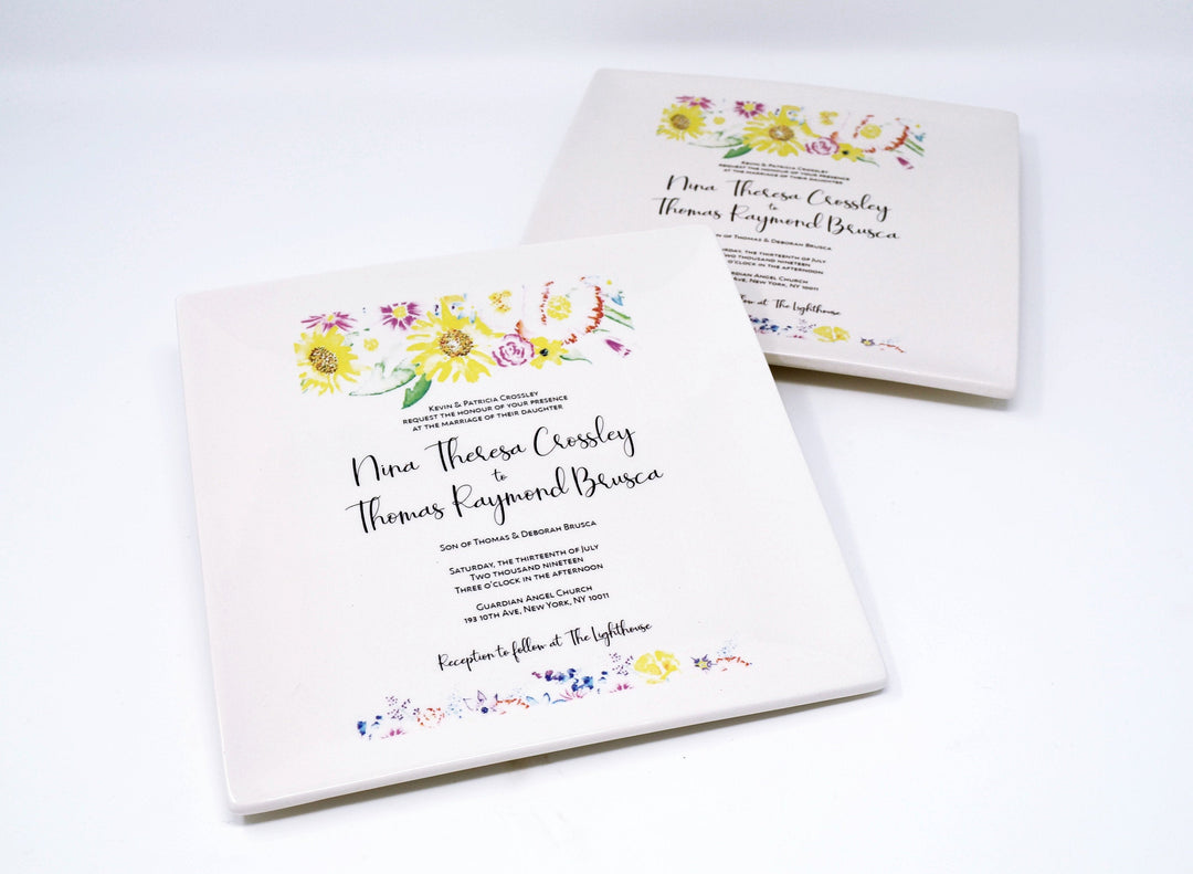 Set of 2 - Wedding Invitation Plates - Parent Wedding Gift - Wedding Gift, Wedding Present