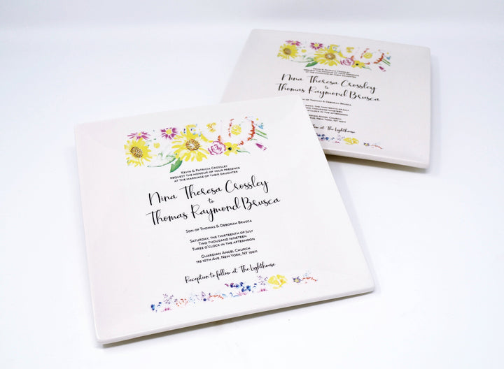 Set of 2 - Wedding Invitation Plates - Parent Wedding Gift - Wedding Gift, Wedding Present