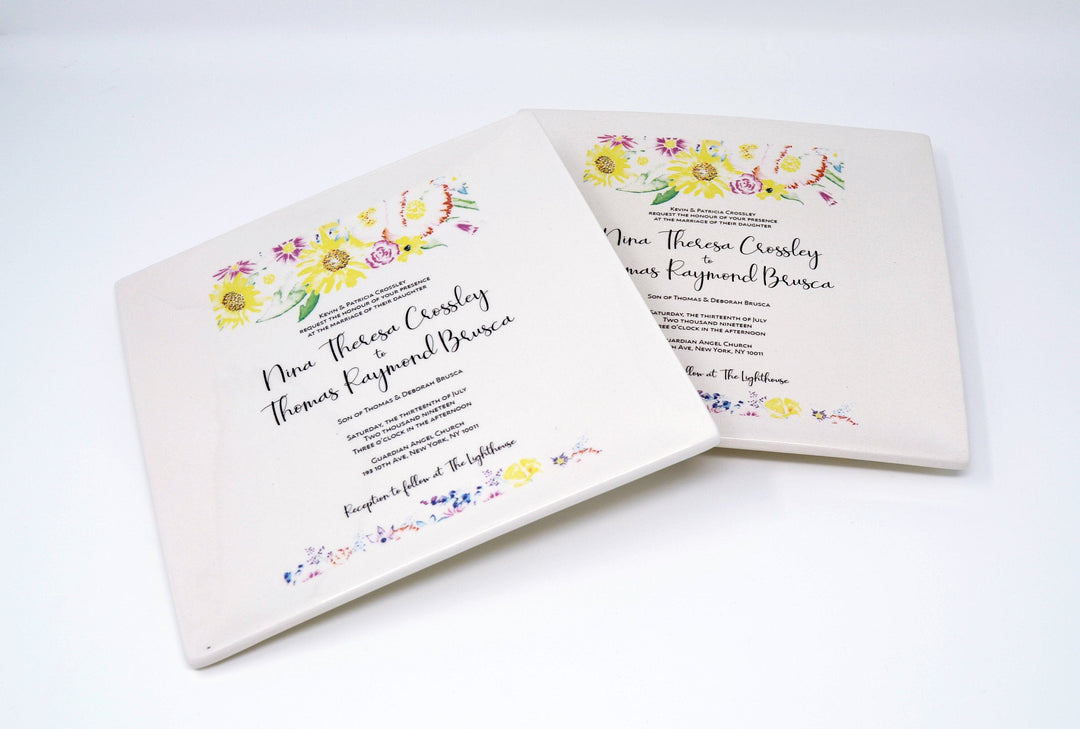Set of 2 - Wedding Invitation Plates - Parent Wedding Gift - Wedding Gift, Wedding Present