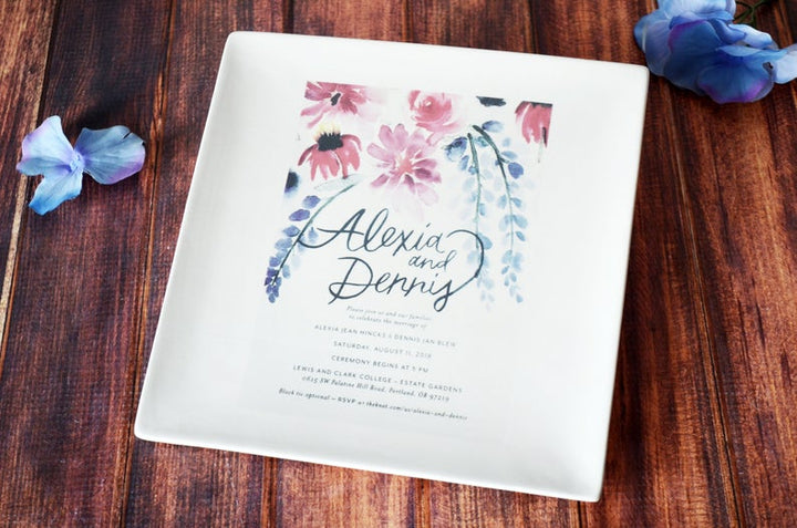 Set of 2 - Wedding Invitation Plates - Parent Wedding Gift - Wedding Gift, Wedding Present