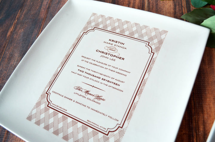 Set of 2 - Wedding Invitation Plates - Parent Wedding Gift - Wedding Gift, Wedding Present