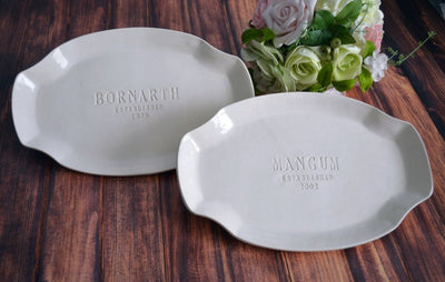 Parent Wedding Gift - Set of Personalized Platters (2) - With Initials and Date
