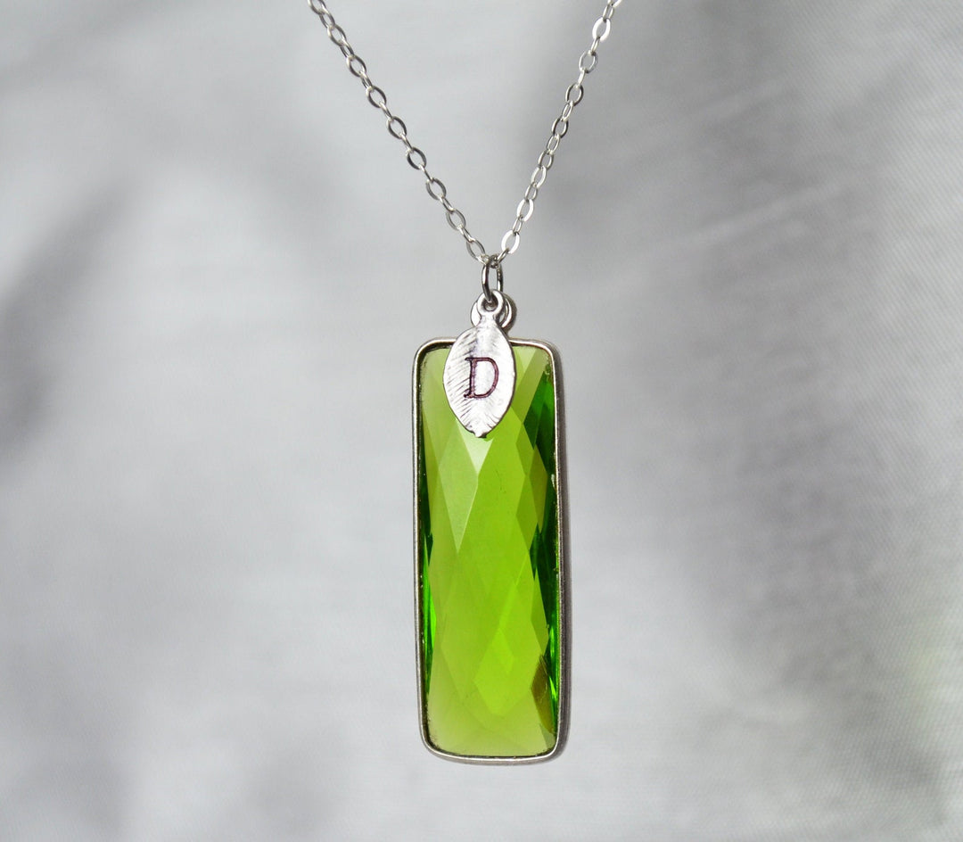 Peridot Necklace, August Birthstone Necklace, Sterling Silver or 18K Gold, Personalized Necklace, Bridesmaid Gift, Mom Necklace