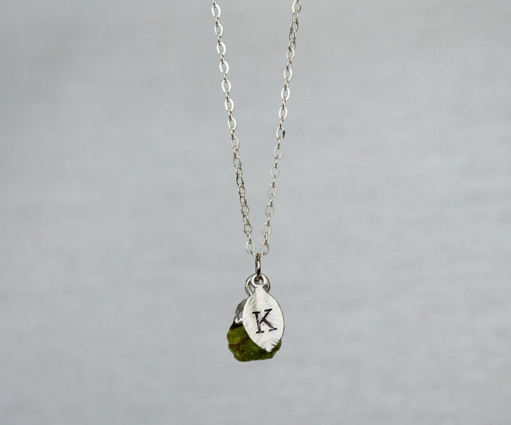 Peridot Raw Birthstone Necklace August Birthstone Necklace Bridesmaid Gift Layering Necklace. Healing Crystal Necklace Sterling Silver 20 2