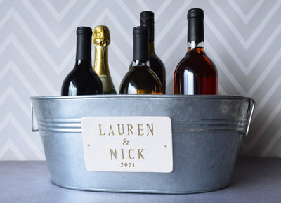 Personalized Wine Bucket, Champagne Bucket, Beverage Tub with Names, Wedding Gift, Anniversary Gift