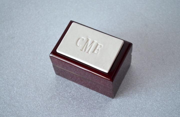 Personalized Double Ring Box or Ring Bearer Box - Rosewood Finish - Text Available in Different Colors