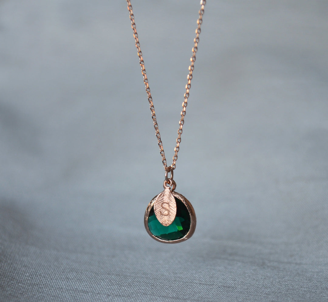 Personalized Emerald Necklace May Birthstone Necklace Custom Initia Susabella