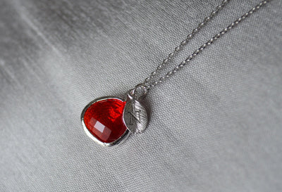 Personalized Garnet Necklace, January Birthstone Necklace, Custom Initial Necklace, Garnet Jewelry