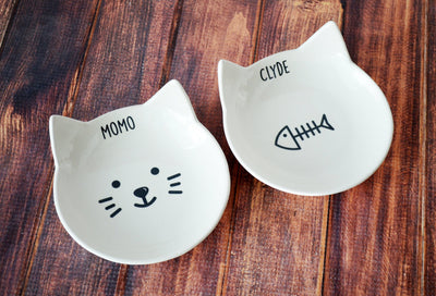 Personalized Cat Bowl, Custom Cat Dish, Cat Gift, Personalized Cat Food Dish - Ceramic Pet Dish