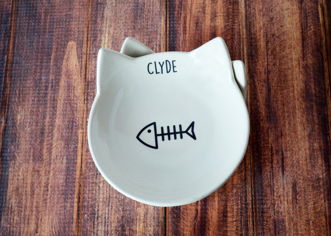 Personalized Cat Bowl, Custom Cat Dish, Cat Gift, Personalized Cat Food Dish - Ceramic Pet Dish