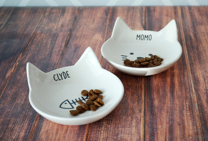 Personalized Cat Bowl, Custom Cat Dish, Cat Gift, Personalized Cat Food Dish - Ceramic Pet Dish