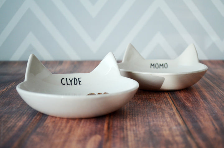 Personalized Cat Bowl, Custom Cat Dish, Cat Gift, Personalized Cat Food Dish - Ceramic Pet Dish