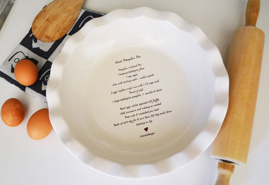 customized with your favorite recipe pie plate dish