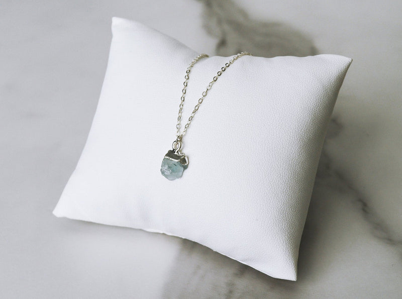Raw Aquamarine Stone Necklace, March Birthstone Necklace, Bridesmaid Gift, Layering Necklace. Dainty Necklace, Healing Crystal Necklace