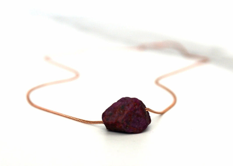 Raw Ruby Necklace, July Birthstone Necklace, Natural Stone Ruby Jewelry, Layering Necklace, Boho Necklace, Healing Crystals