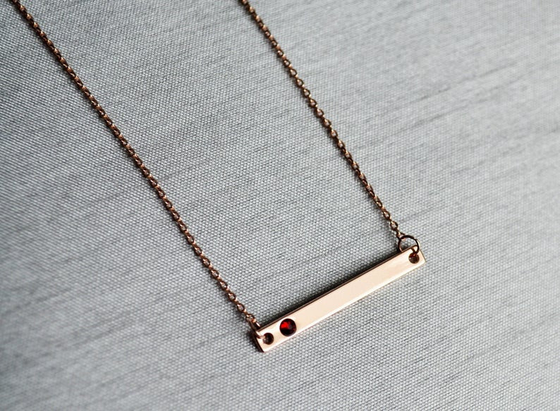 Rose Gold Birthstone Bar Necklace, Mom Gift, Bridesmaid Gift, Personalized Necklace, Friend Gift, Birthstone Necklace, Birthstone Gift