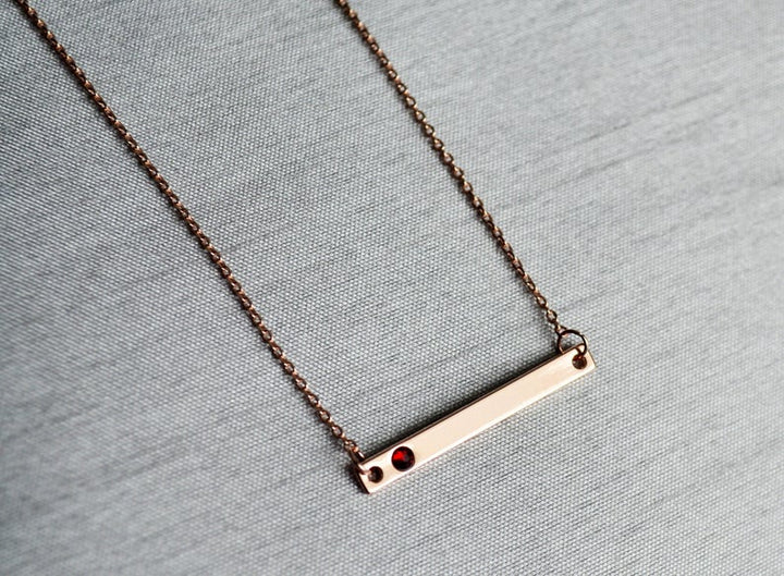 Silver Birthstone Bar Necklace, Mom Gift, Bridesmaid Gift, Personalized Necklace, Friend Gift, Necklace with Birthstone, Birthstone Necklace