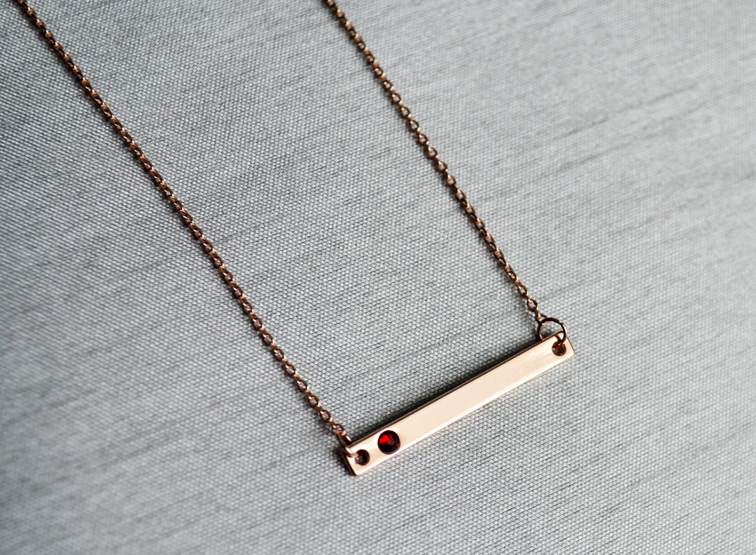 Silver Birthstone Bar Necklace, Mom Gift, Bridesmaid Gift, Personalized Necklace, Friend Gift, Necklace with Birthstone, Birthstone Necklace