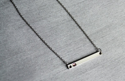 Silver Birthstone Bar Necklace, Mom Gift, Bridesmaid Gift, Personalized Necklace, Friend Gift, Necklace with Birthstone, Birthstone Necklace