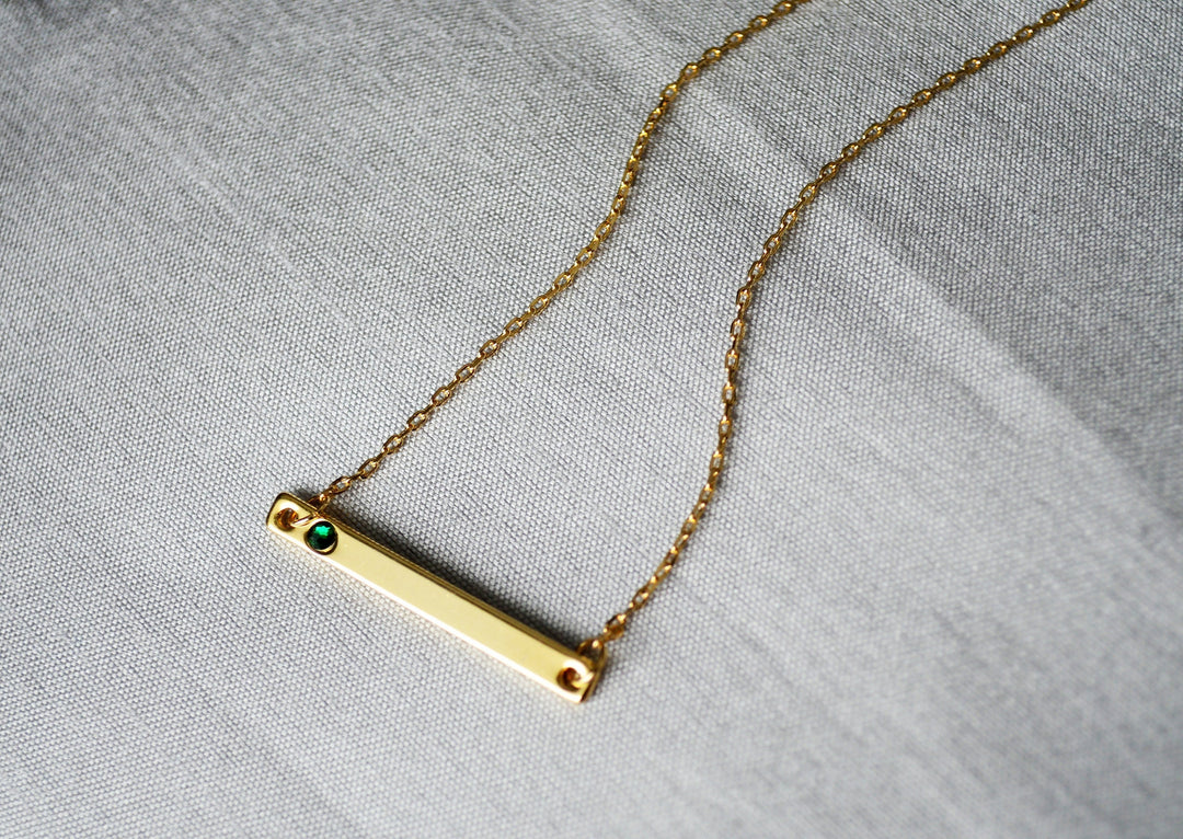 Silver Birthstone Bar Necklace, Mom Gift, Bridesmaid Gift, Personalized Necklace, Friend Gift, Necklace with Birthstone, Birthstone Necklace