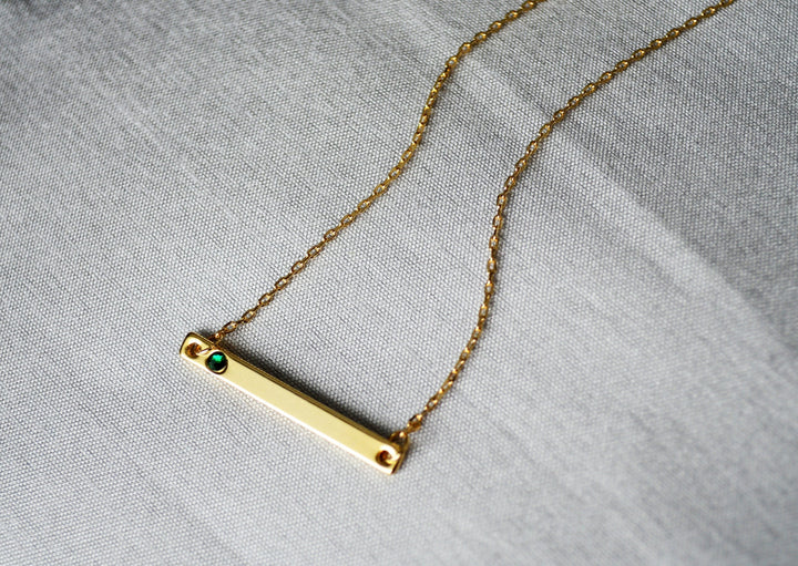 Silver Birthstone Bar Necklace, Mom Gift, Bridesmaid Gift, Personalized Necklace, Friend Gift, Necklace with Birthstone, Birthstone Necklace