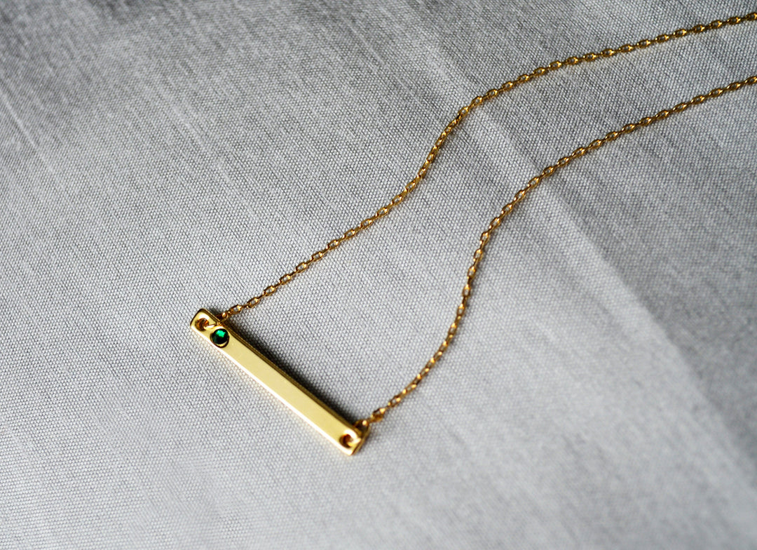 Silver Birthstone Bar Necklace, Mom Gift, Bridesmaid Gift, Personalized Necklace, Friend Gift, Necklace with Birthstone, Birthstone Necklace