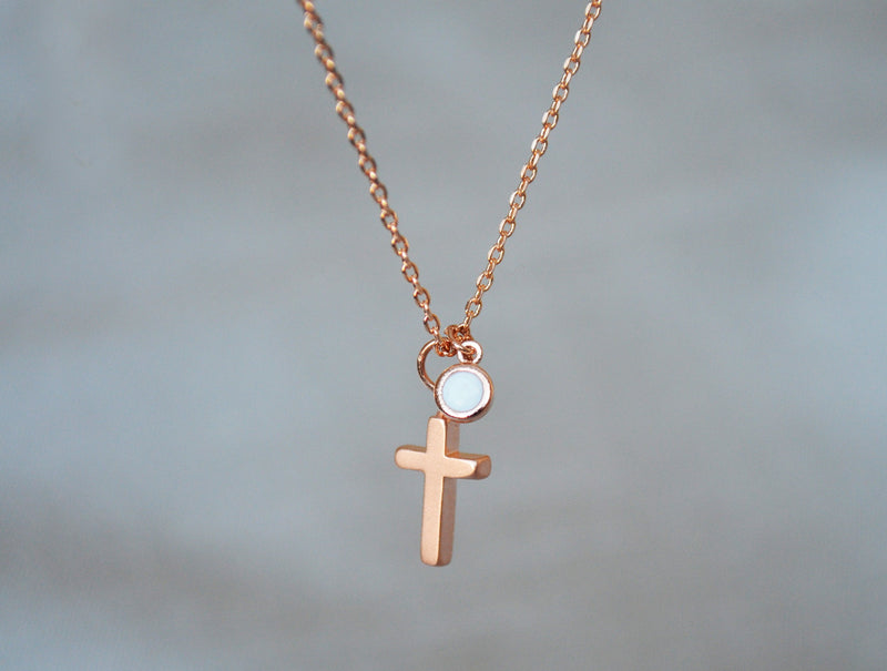 Rose Gold Cross Necklace Women | Rose Gold Color Cross Necklace - Cross  Crystal - Aliexpress