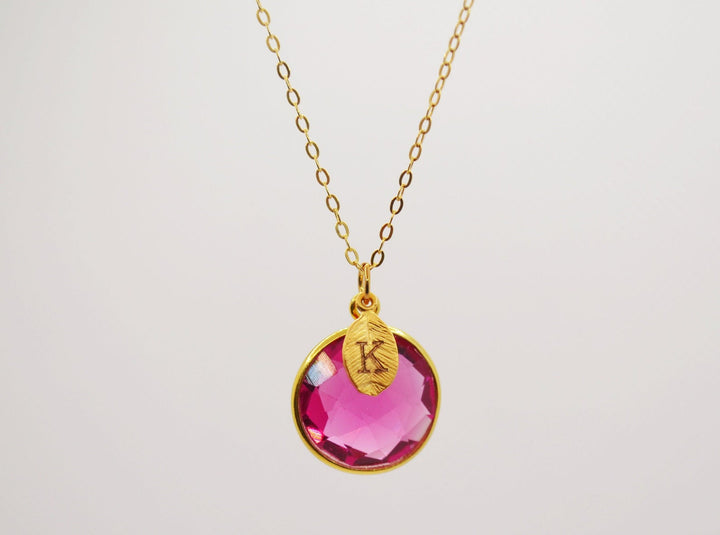 Ruby Necklace, July Birthstone Necklace, 18K Gold, Round Personalized Necklace, Gift for Wife, Bridesmaid, Mom or Grandma Gift