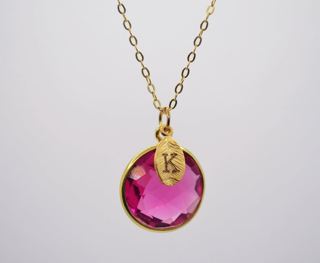 Ruby Necklace, July Birthstone Necklace, 18K Gold, Round Personalized Necklace, Gift for Wife, Bridesmaid, Mom or Grandma Gift