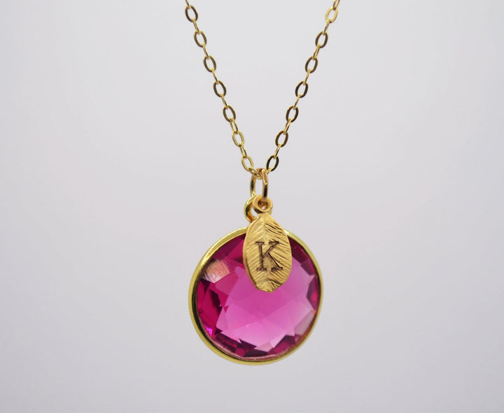 Ruby Necklace, July Birthstone Necklace, 18K Gold, Round Personalized Necklace, Gift for Wife, Bridesmaid, Mom or Grandma Gift