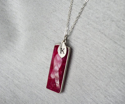 Ruby Necklace, July Birthstone Necklace, Ropada Stone, Sterling Silver or 18K Gold, Personalized Necklace, Bridesmaid Gift, Mom Necklace