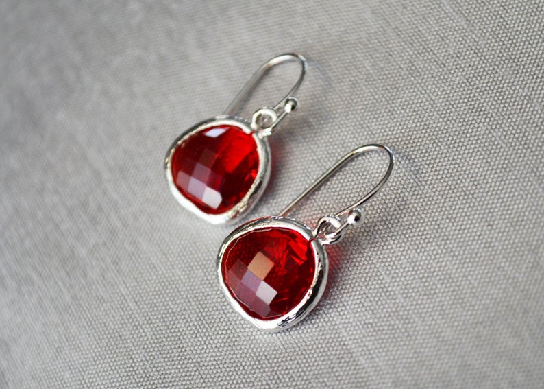 Ruby Earrings, July Birthstone earrings, July Birthday Gift, Ruby Jewelry, Ruby Drop Earrings