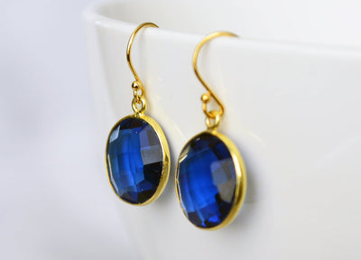 Sapphire Earrings, September Birthstone Earrings, Blue Round Earrings, 14K Gold Fill, Wife Gift, Bridesmaid Gift