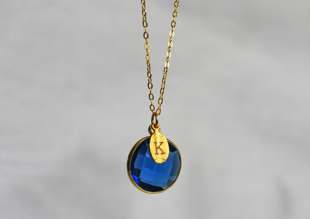 Sapphire Necklace, September Birthstone Necklace, 18K Gold or Sterling Silver, Wife Gift, Personalized Round Necklace, Bridesmaid, Mom Gift