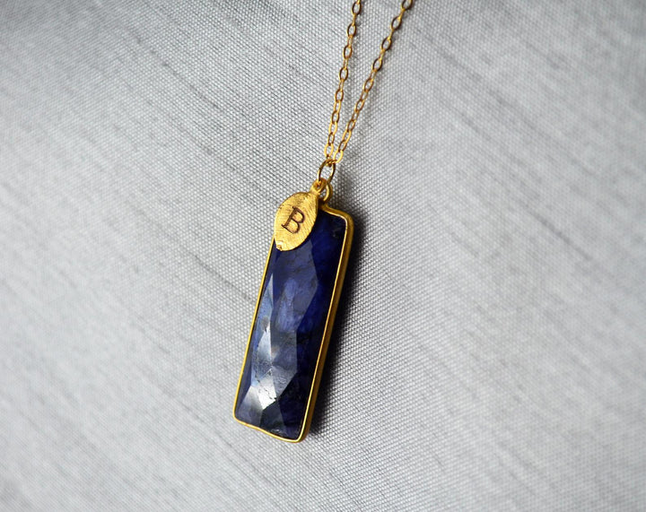September Birthstone Necklace, Sapphire Necklace, Sterling Silver or 18K Gold, Personalized Necklace, Bridesmaid Gift, Mom Necklace