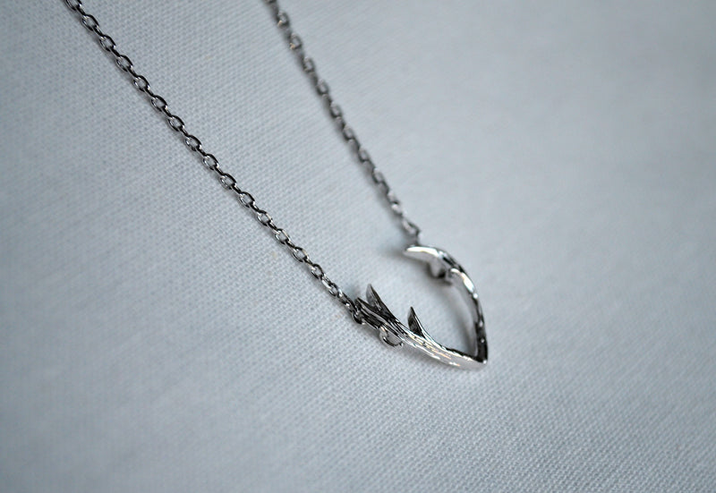 Silver Antler Necklace, Deer Antler Necklace, Friend Gift, Birthday Gift for Friend, Gift for Her, Best Friend Gift, Layering Necklace