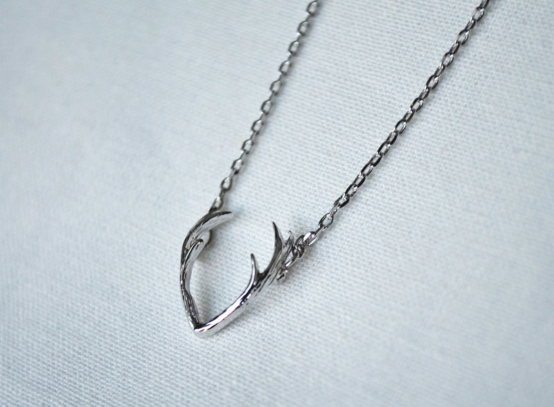 Silver Antler Necklace, Deer Antler Necklace, Friend Gift, Birthday Gift for Friend, Gift for Her, Best Friend Gift, Layering Necklace