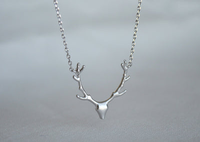 Silver Antler Necklace, Deer Antler Necklace, Deer Head Necklace, Gift for Her, Friend Gift, Best Friend Gift, Layering Necklace