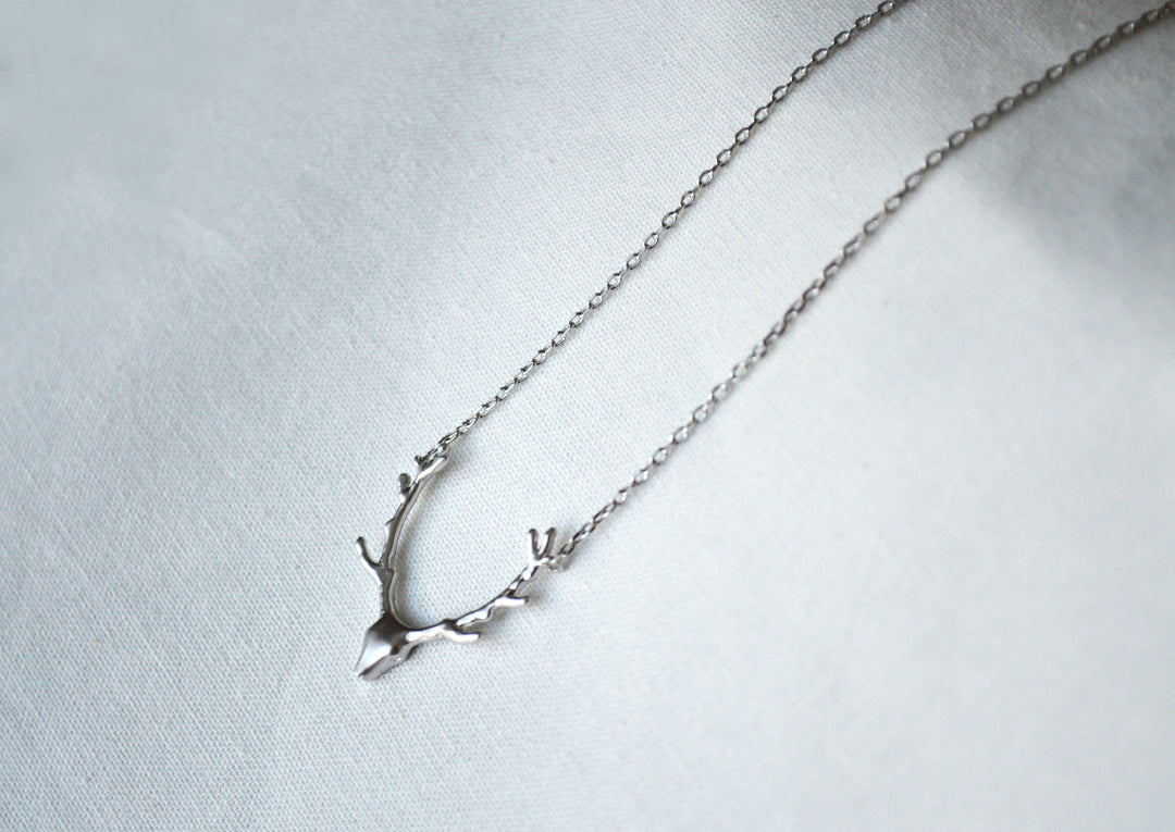 Silver Antler Necklace, Deer Antler Necklace, Deer Head Necklace, Gift for Her, Friend Gift, Best Friend Gift, Layering Necklace