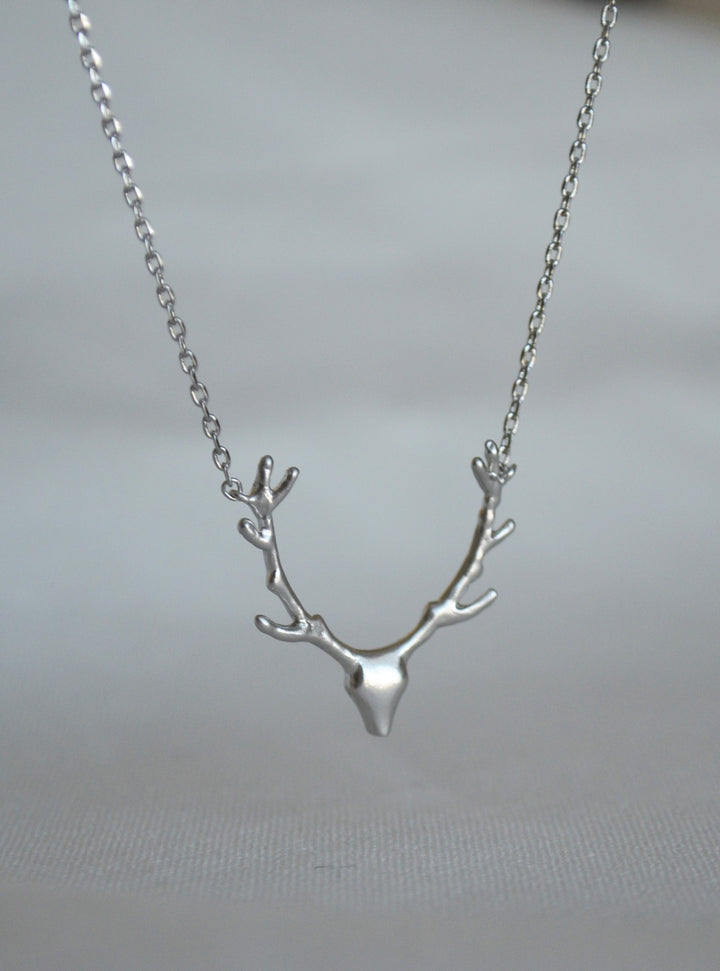 Silver Antler Necklace, Deer Antler Necklace, Deer Head Necklace, Gift for Her, Friend Gift, Best Friend Gift, Layering Necklace