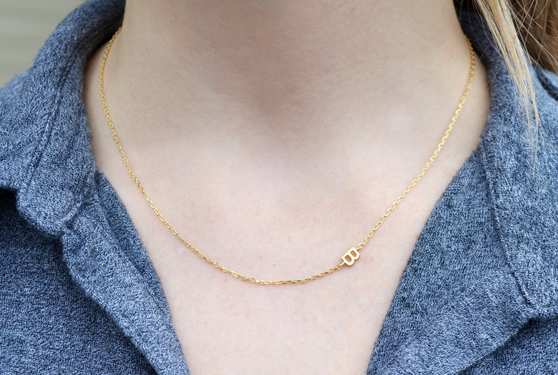 Tiny Gold Initial Necklace Gold Letter Necklace Gold Initial