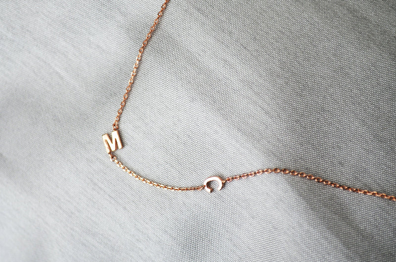 Small Initial Necklace, Letter Necklace, Small Sideways letter, Small Sideways Initial, Mom Gift, Bridesmaid Gift, Friend Birthday Gift