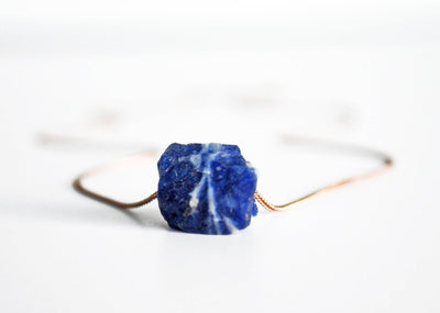 Sodalite Necklace, Raw Sodalite choker, Natural Sodalite Layering Necklace, Boho Necklace, Healing Crystal Necklace, Birthday Gift