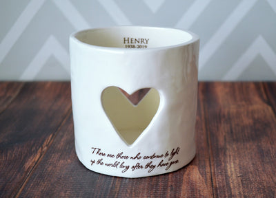 Sympathy Heart Candle, Sympathy Votive - ADD CUSTOM TEXT - There are those who continue to light up the world long after they have gone