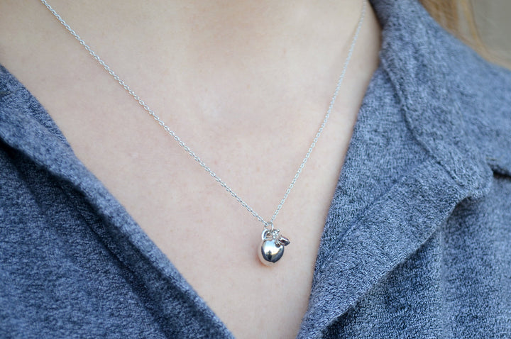 Apple Necklace, Teacher Jewelry,Teacher Appreciation Gift, Gift for Teacher- With Birthstone