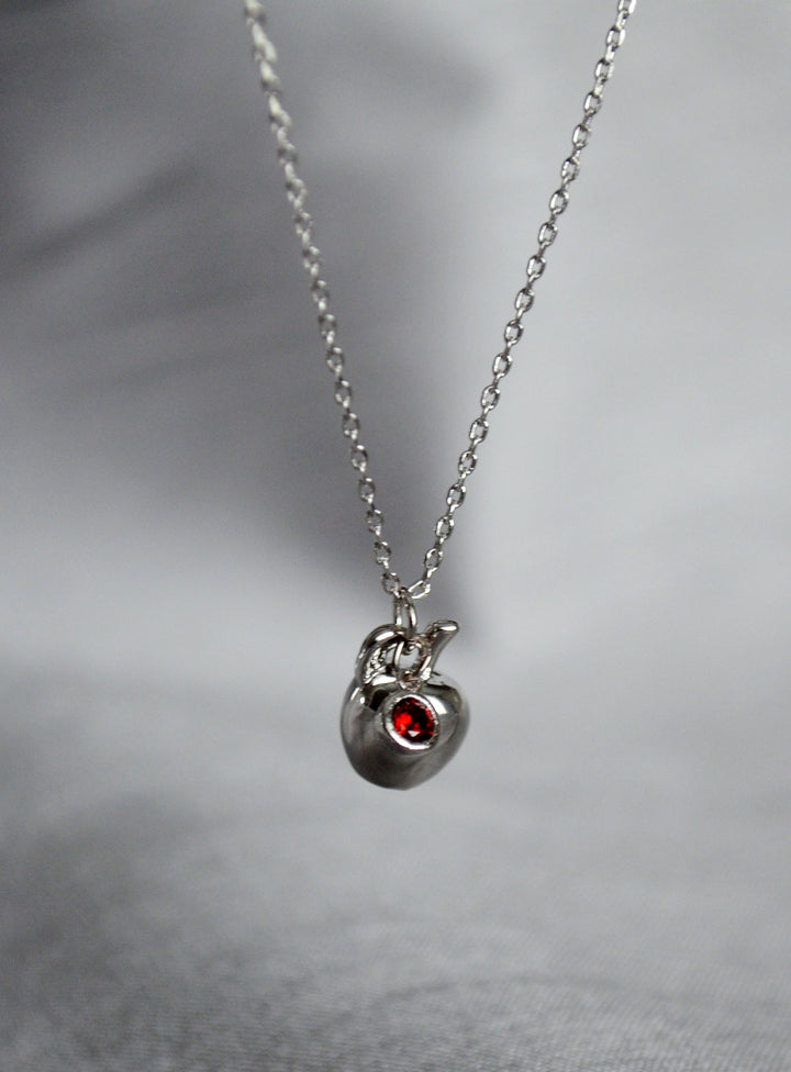 Apple Necklace, Teacher Jewelry,Teacher Appreciation Gift, Gift for Teacher- With Birthstone