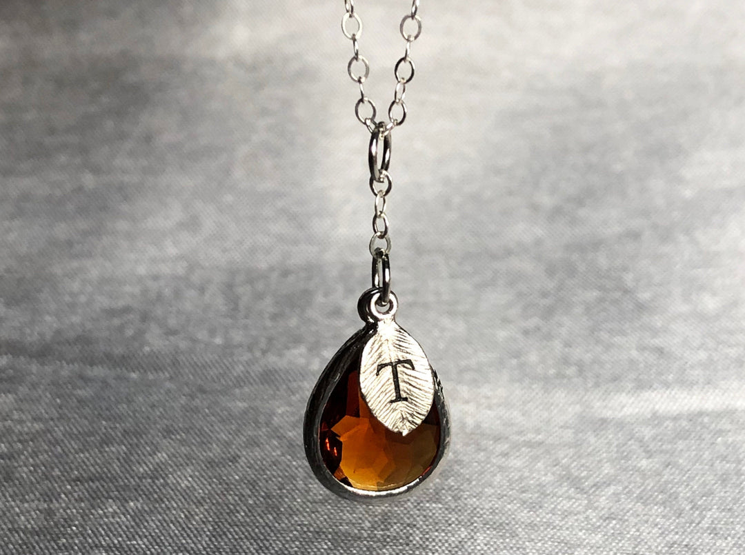 Topaz Necklace, November Birthstone Necklace, Bridesmaid Gift, Mom Birthstone Necklace, Initial Necklace, Mom Gift, Grandma Necklace