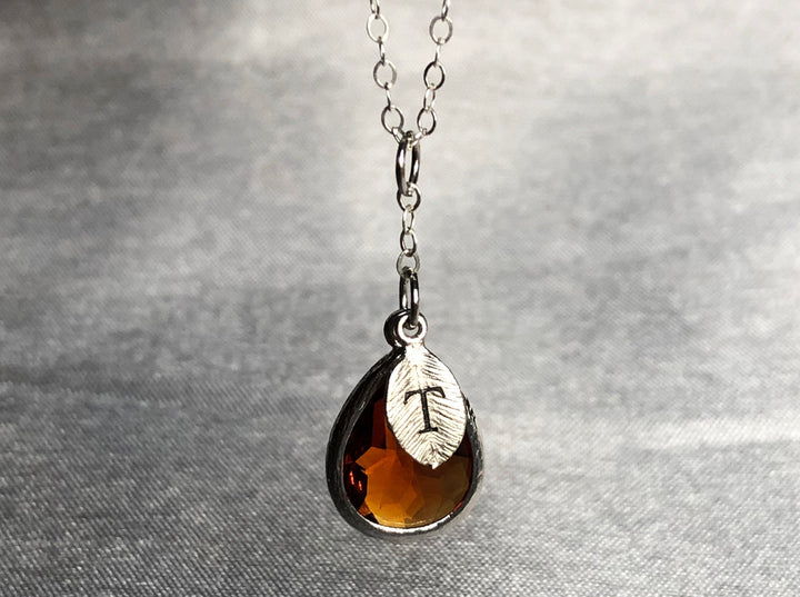 Topaz Necklace, November Birthstone Necklace, Bridesmaid Gift, Mom Birthstone Necklace, Initial Necklace, Mom Gift, Grandma Necklace