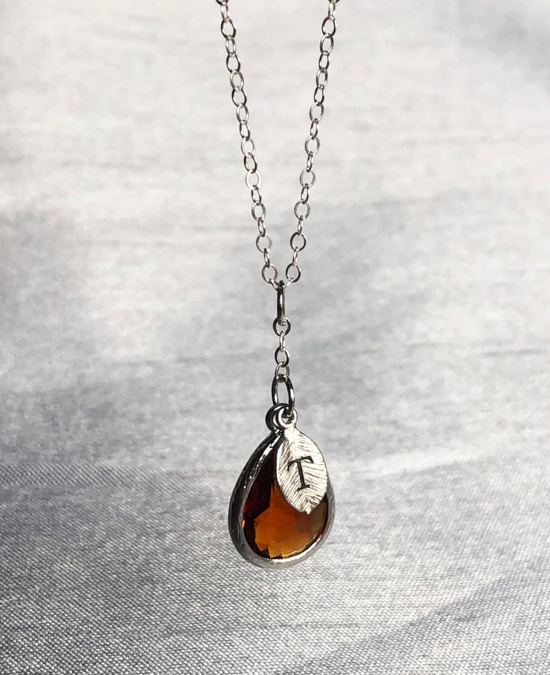 Topaz Necklace, November Birthstone Necklace, Bridesmaid Gift, Mom Birthstone Necklace, Initial Necklace, Mom Gift, Grandma Necklace