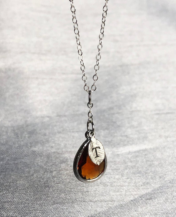 Topaz Necklace, November Birthstone Necklace, Bridesmaid Gift, Mom Birthstone Necklace, Initial Necklace, Mom Gift, Grandma Necklace